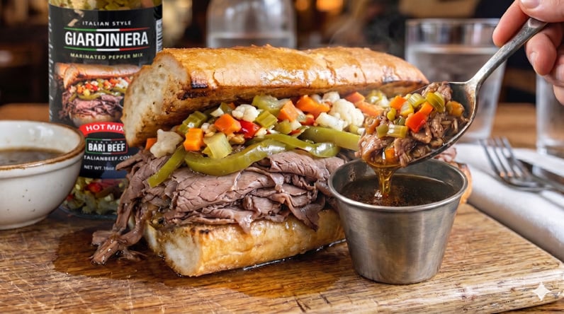 Authentic Chicago Italian beef sandwich from Bari Beef