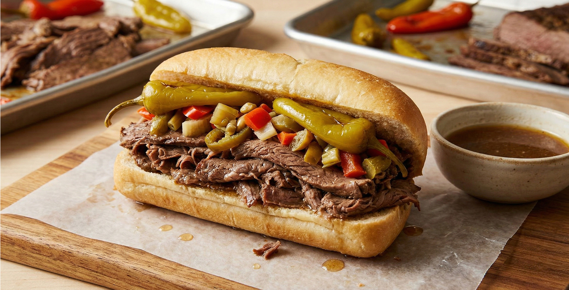 Authentic Chicago Italian beef sandwich from Bari Beef